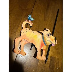 Vtg Bella Casa J Sumner Ganz Metal Garden Sign Sculpture Dog Bird Maggie New 7”